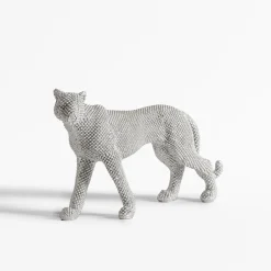 Figurka dekoracyjna srebrna PANTERA 29 cm