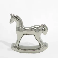 Figurka dekoracyjna srebrna KOŃ NA BIEGUNACH 14 cm