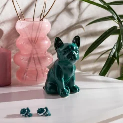 Figurka dekoracyjna zielona PIES 16 cm