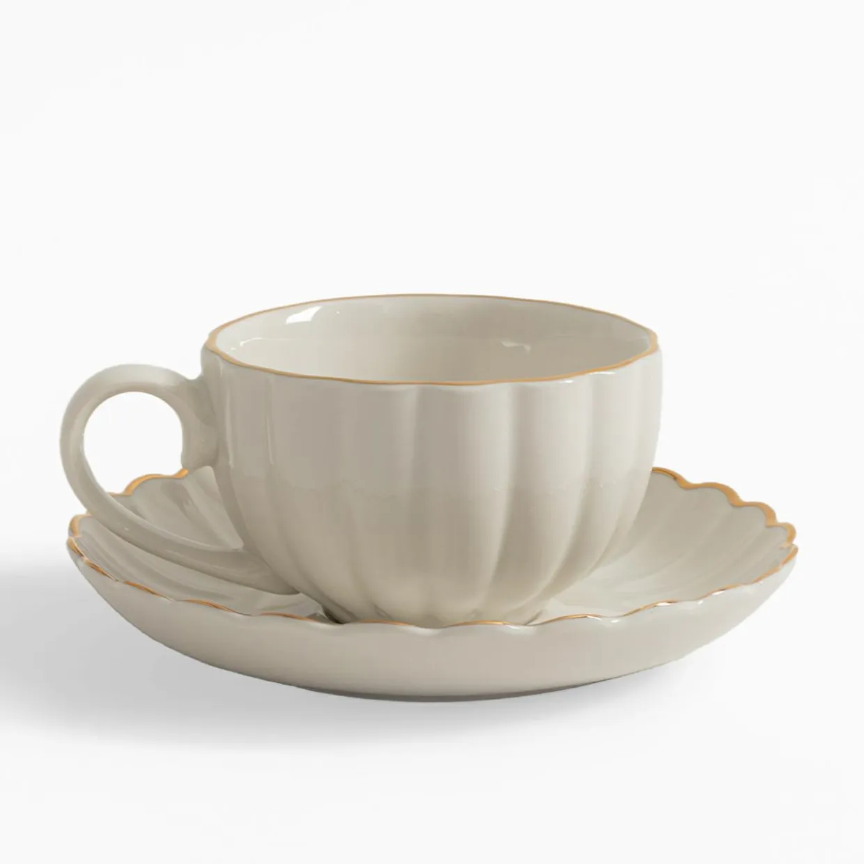 Filiżanka ze spodkiem porcelanowa ZŁOTY RANT 220 ml