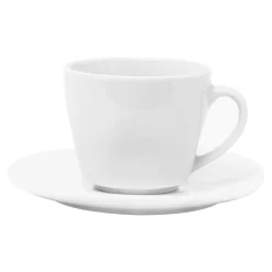 Filiżanka ze spodkiem porcelanowa QUADRO biała 210 ml