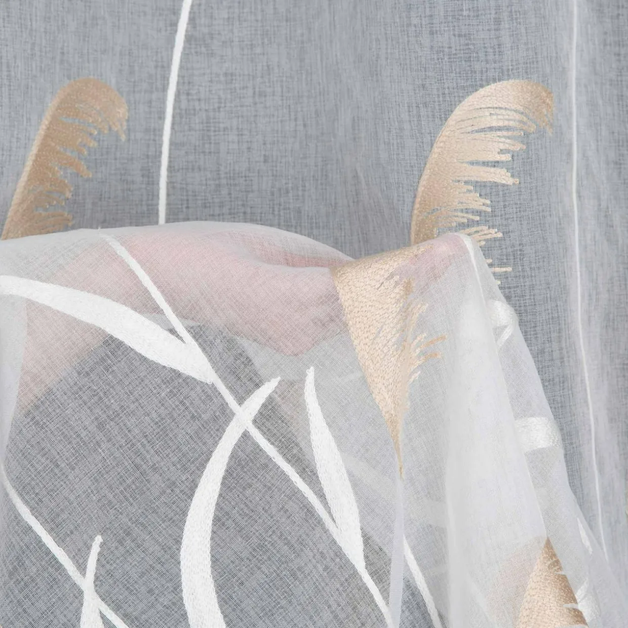 Firana na przelotkach kremowo-beżowa ABBIE 140x250 cm