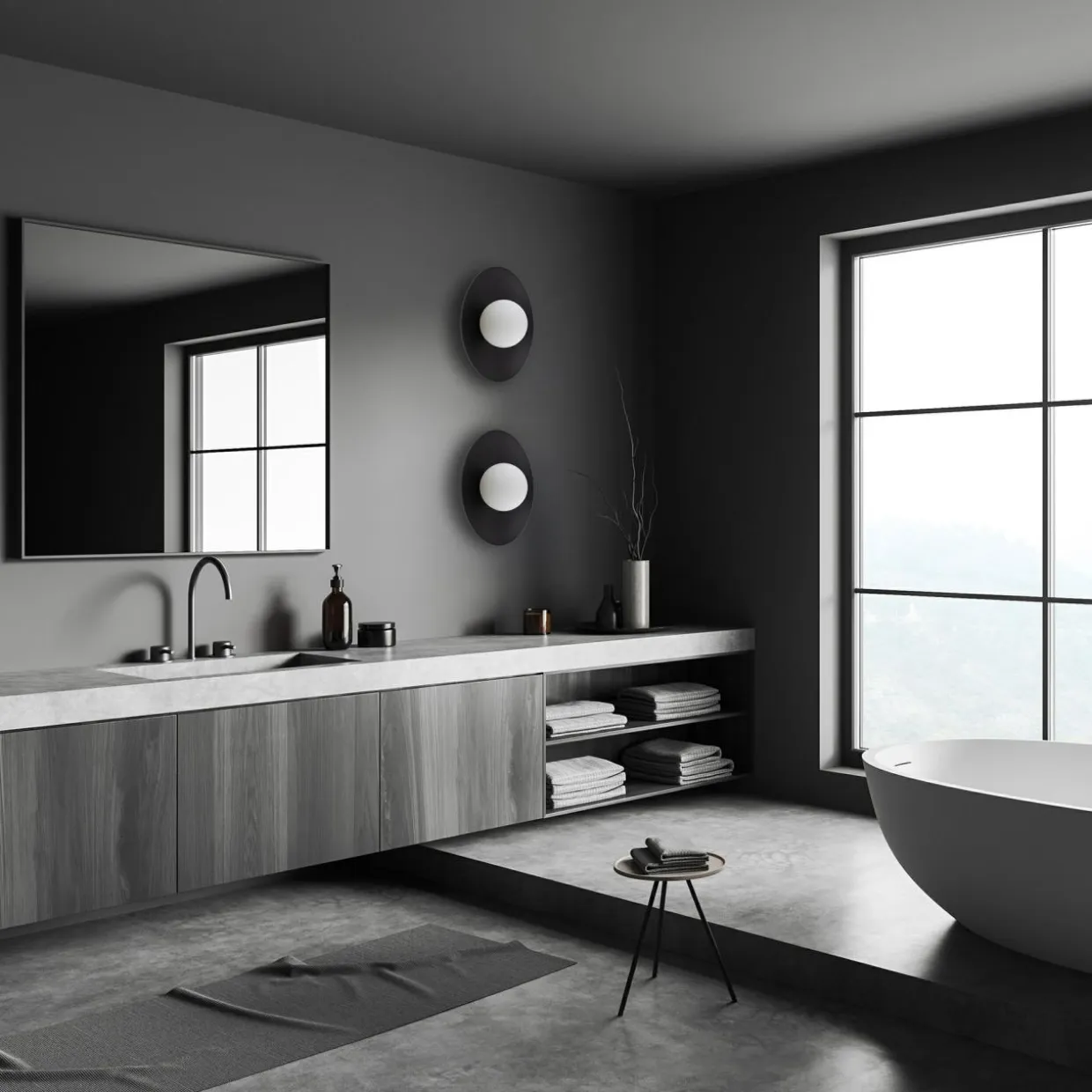 Kinkiet czarny mat SLATE BLACK GLASS