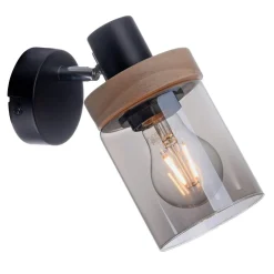 Kinkiet loftowy czarny drewno PASQUAL