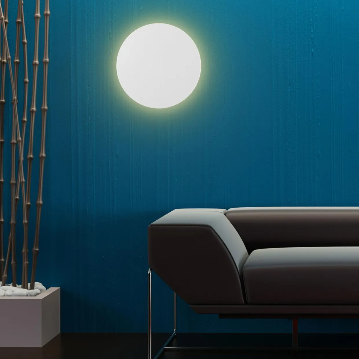 Kinkiet minimalistyczny okrągły biały LUNA NEW 40 cm