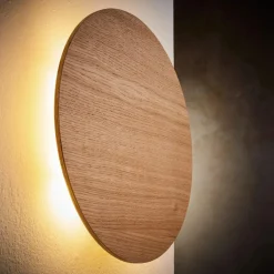 Kinkiet okrągły jasne drewno LUNA WOOD 30 cm