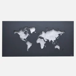 Kinkiet z mapą świata srebrny LINDA