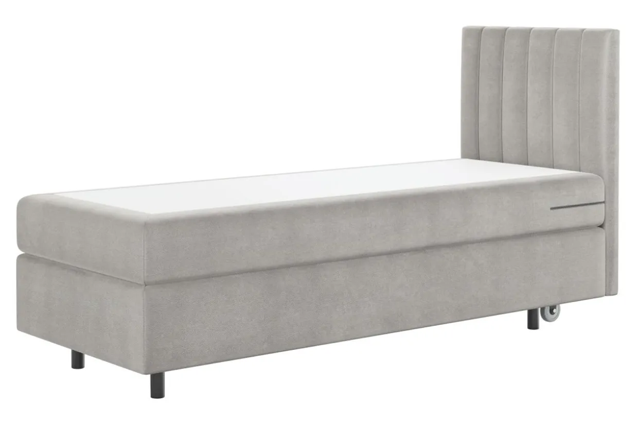 Łóżko kontynentalne z materacem szare SILLA 80x200 cm