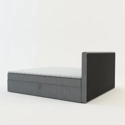 Łóżko kontynentalne z toperem szare PEDRO PU 180x200 cm