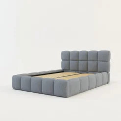 Łóżko tapicerowane boucle szaroniebieskie CELINE 140x200 cm