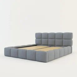 Łóżko tapicerowane boucle szaroniebieskie CELINE 180x200 cm