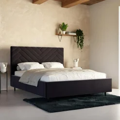 Łóżko tapicerowane czarne DOMENICA ALTO 160x200 cm