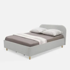 Łóżko welurowe szare SANTADI 180x200 cm