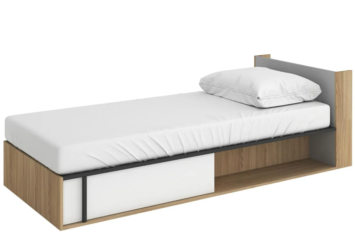 Łóżko z materacem i pojemnikiem 90 cm prawe IMOLA