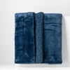 Koc sherpa ciemnoniebieski CASMIR 130x160 cm