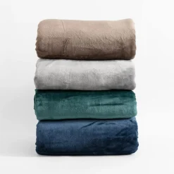 Koc sherpa ciemnoniebieski CASMIR 130x160 cm