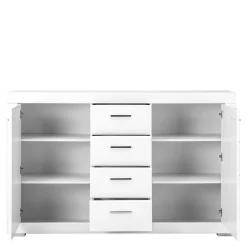 Komoda biała z szufladami i półkami SNOW