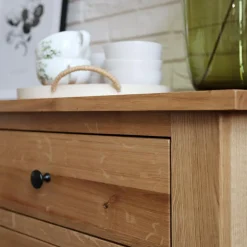 Komoda lite drewno z 3 szufladami dąb naturalny STELLA