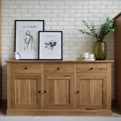 Komoda lite drewno z 3 szufladami dąb naturalny STELLA