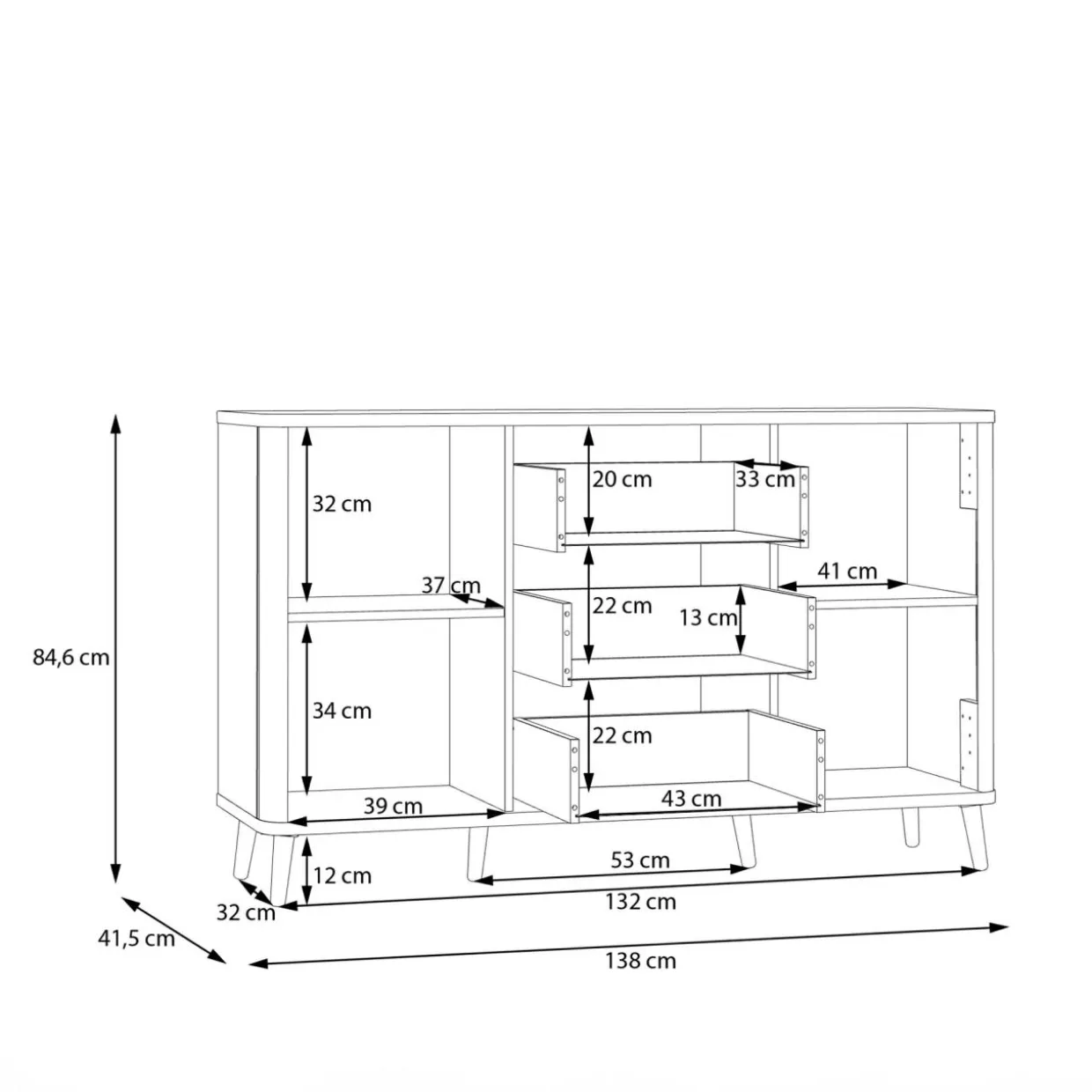 Komoda ryflowana z szufladami FIXSMILE 138 cm