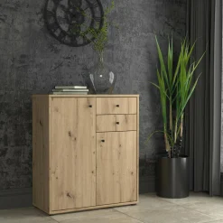 Komoda TEMPRA 2 niska 2D2S, dąb artisan