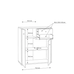 Komoda TEMPRA 2 niska 2D2S, dąb artisan