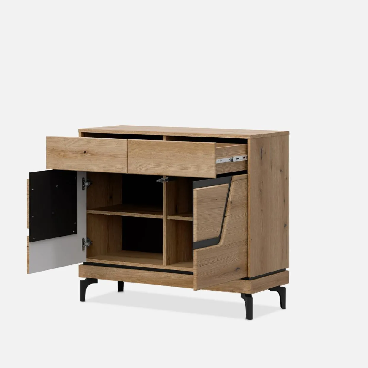 Komoda z czarnym dekorem KRIS 98 cm