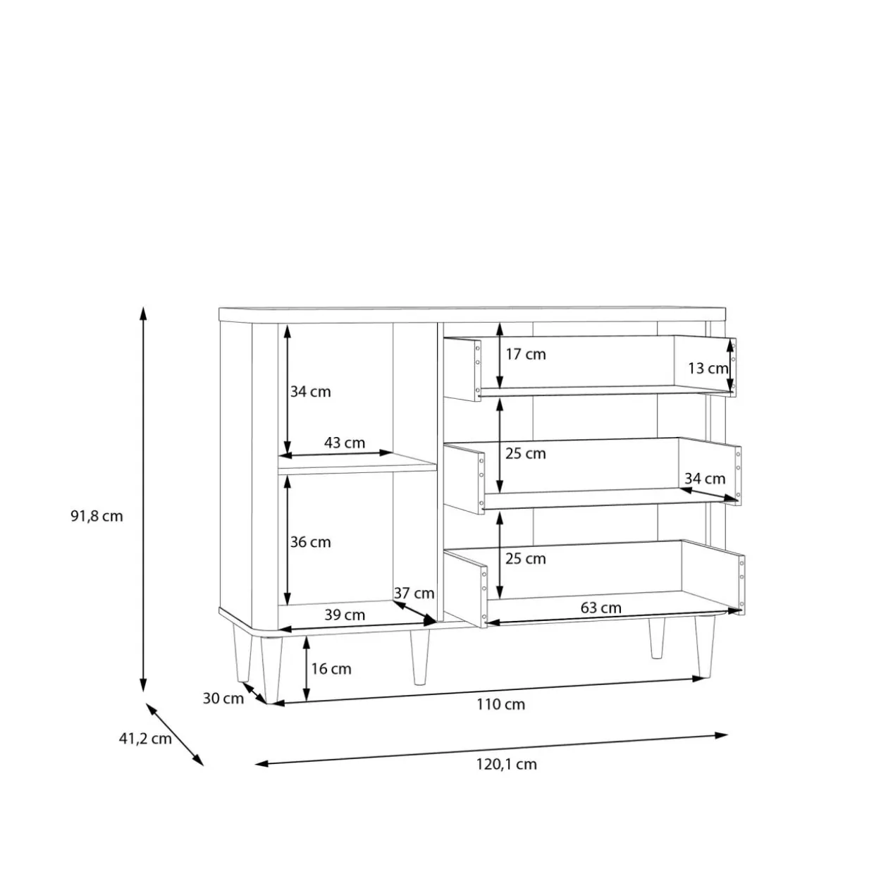 Komoda z szufladami LACETTI 120 cm