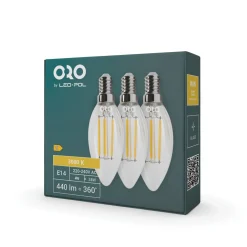 Komplet 3 żarówek LED E14 barwa ciepła C35-FL-4W-WW