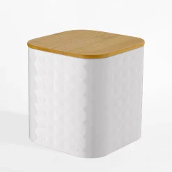 Komplet 3 pojemników białych GEOMETRIC 11,5x11,5x12,3 cm