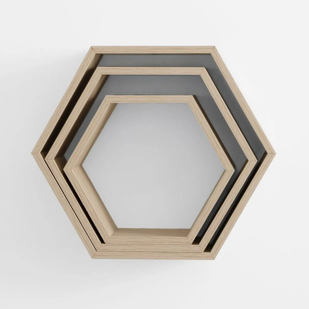 Komplet 3 szt. półek ściennych geometrycznych