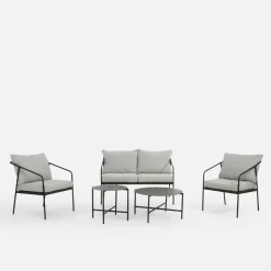 Komplet ogrodowy sofa, 2 fotele i 2 stoliki SURRI
