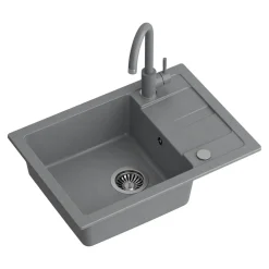 Komplet zlewozmywak QUADRON szary SMART 1K/Z/K/O 62X44 z szarą baterią