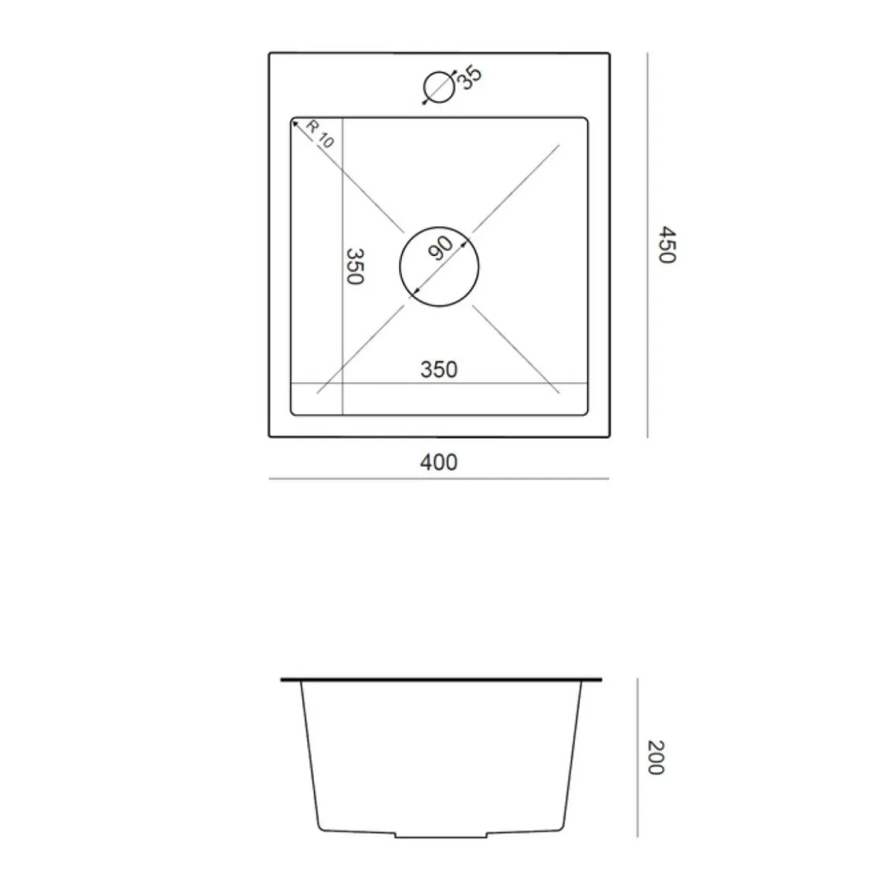 Komplet zlewozmywak QUADRON inox AVENIR SMART 40X45 cm z baterią
