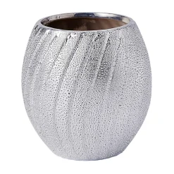 Kubek łazienkowy na szczoteczki ceramiczny srebrny 8,5 cm