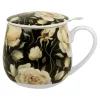 Kubek baryłka z zaparzaczem ENGLISH ROSES BLACK 430 ml