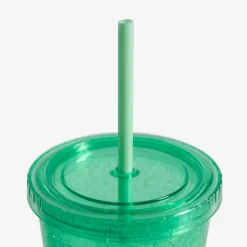 Kubek plastikowy ze słomką zielony 500 ml