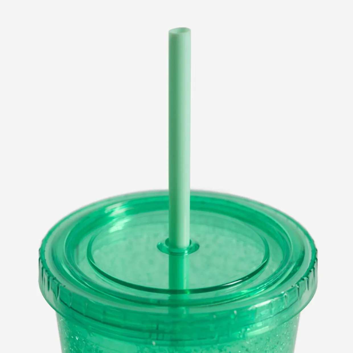 Kubek plastikowy ze słomką zielony 500 ml