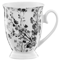 Kubek porcelanowy w czarne kwiaty BLACK NATURE 300 ml