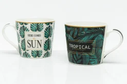 Kubek z porcelany w tropikalne liście 380 ml
