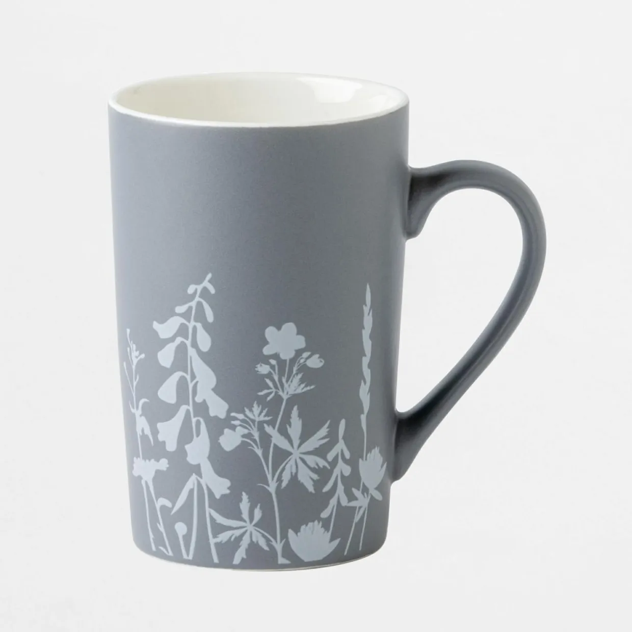 Kubek z roślinnym wzorem szary 380 ml