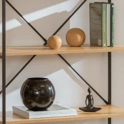 Kula dekoracyjna ceramiczna efekt jasnego drewna 11 cm