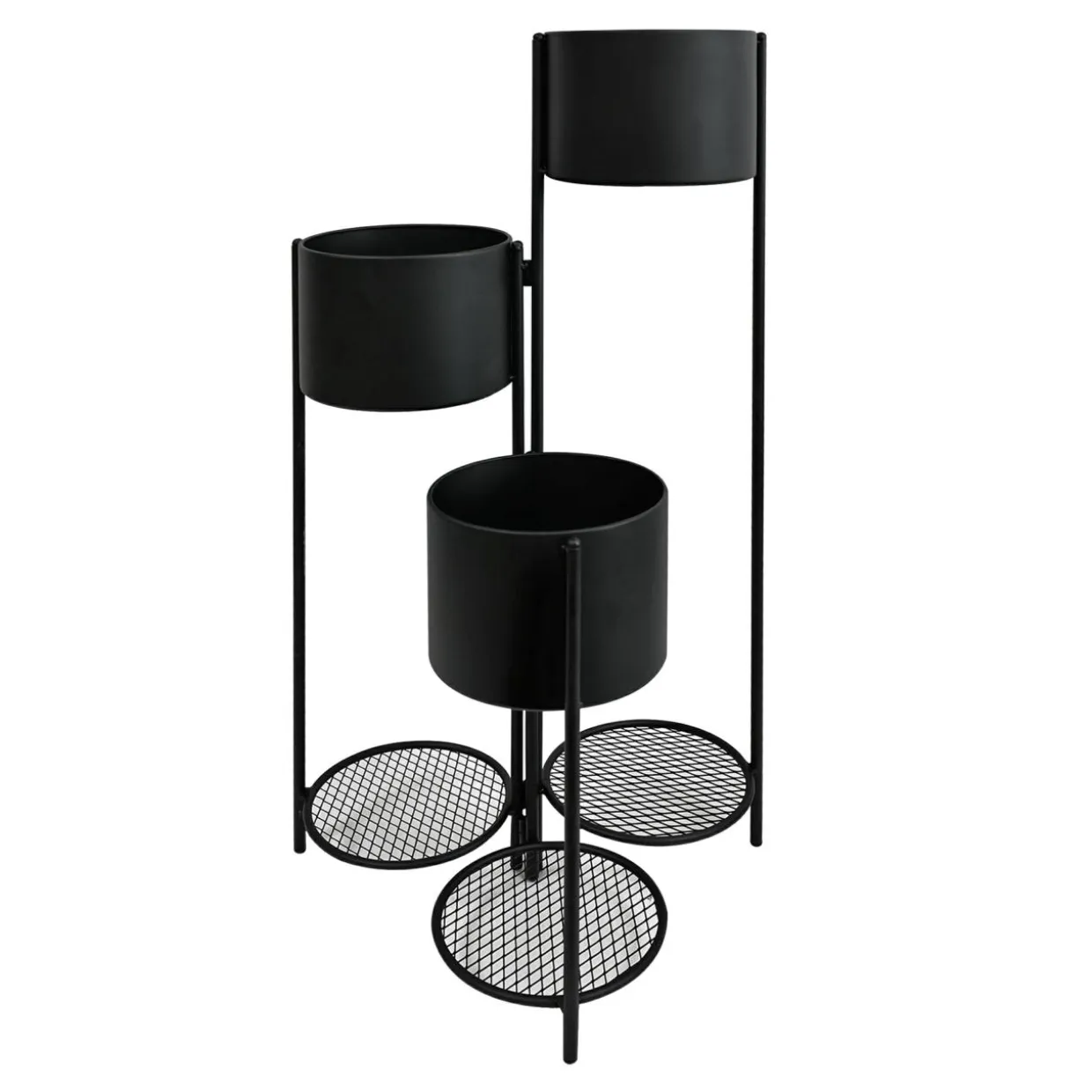 Kwietnik metalowy na 3 donice czarny 80 cm