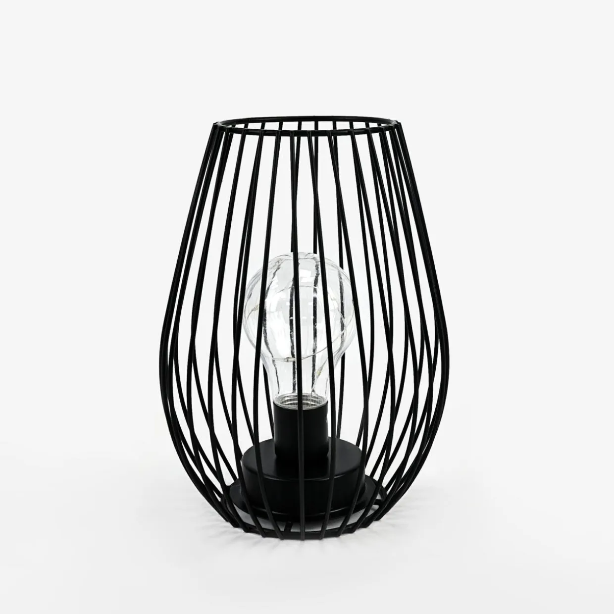 Lampa dekoracyjna LED druciany klosz czarna 14,5x20 cm