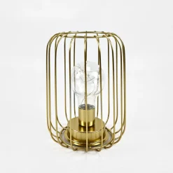 Lampa dekoracyjna LED druciany klosz złota 13x17 cm