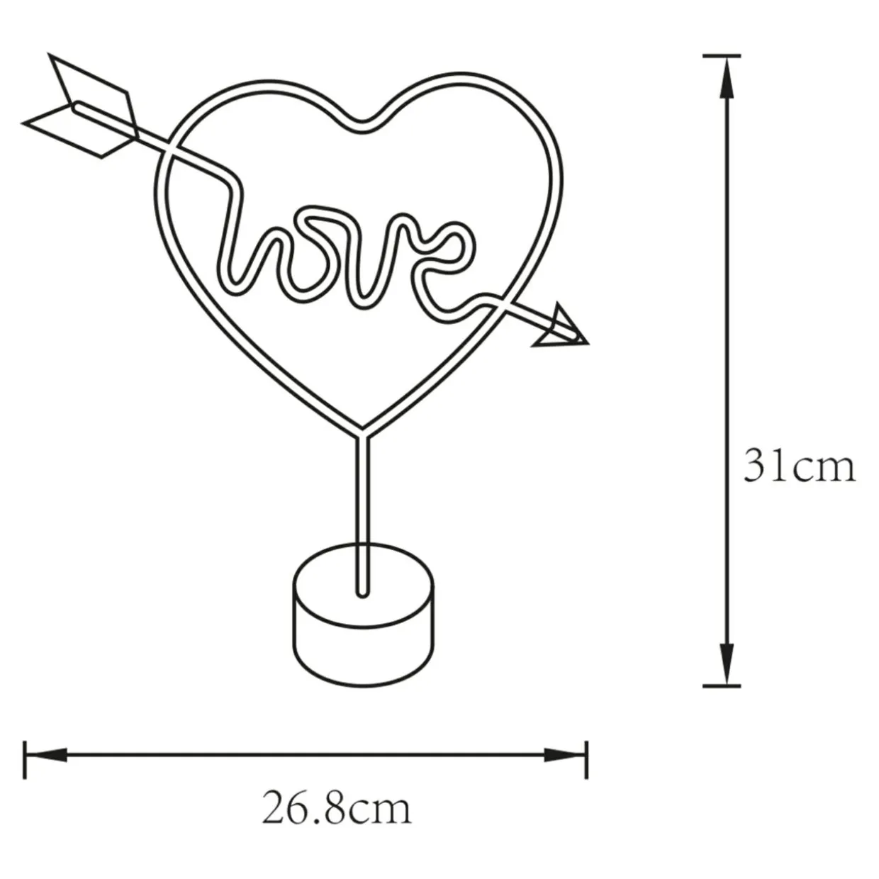 Lampa dekoracyjna LED serce czerwona LOVE