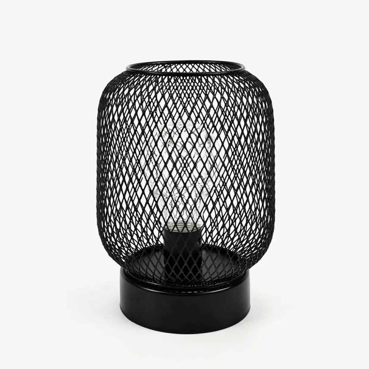 Lampa dekoracyjna LED siatkowy klosz czarna 14x16,5 cm