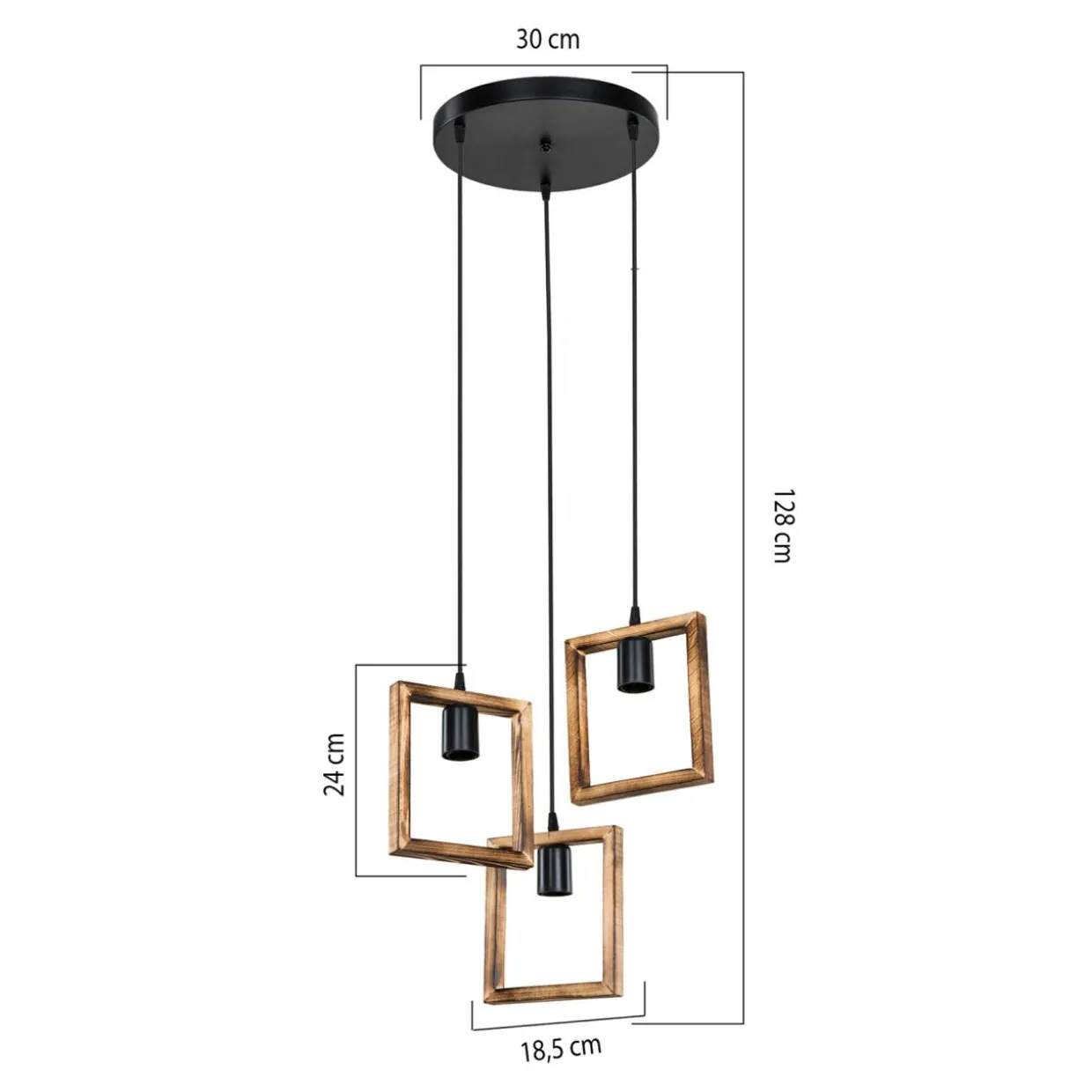 Lampa drewniana wisząca brązowa ATRIA 3