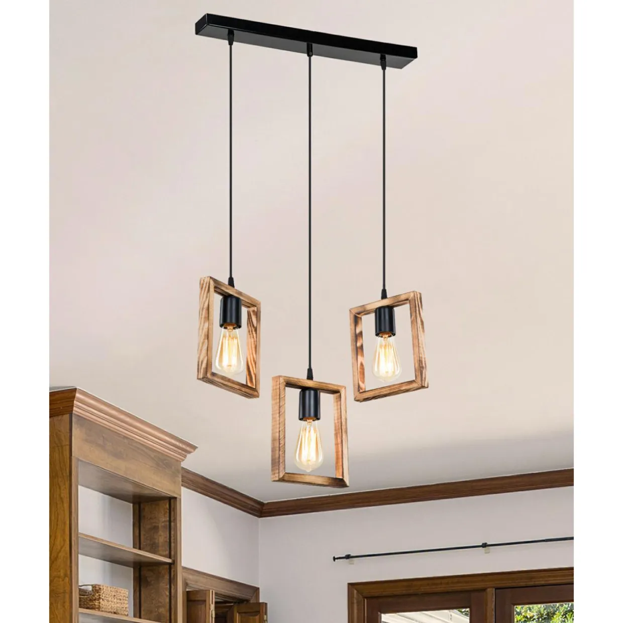 Lampa drewniana wisząca listwa ATRIA 3