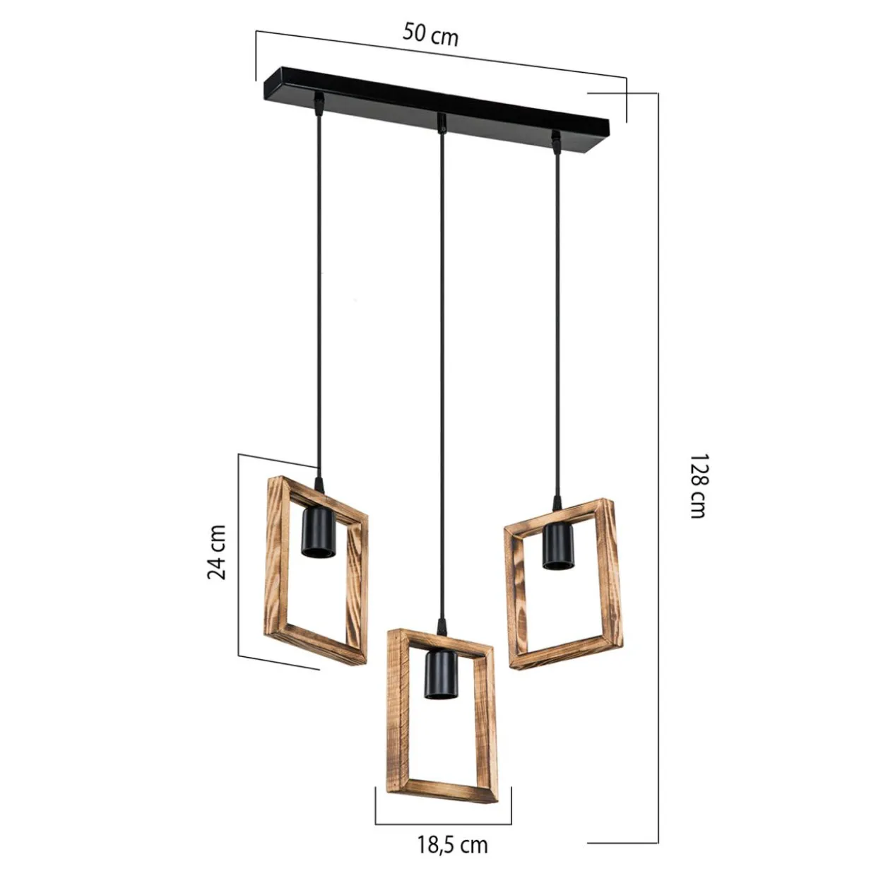 Lampa drewniana wisząca listwa ATRIA 3